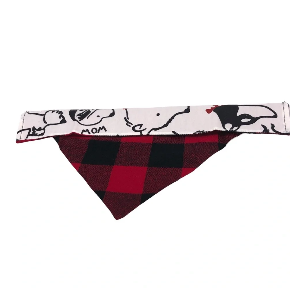 Reversible Over the Collar Pet/Dog Slide On Bandana Scarf 2n1 Printed Plaid Dog